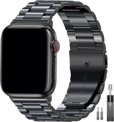 OULUOQI Metal Stainless Steel Bands Compatible with Apple Watch Straps Men | For iWatch Series 11 10 9 8 7 6 5 4 SE Ultra 3 2 1, Business Adjustable Strap 38mm 40mm 41mm 42mm 44mm 45mm 46mm 49mm