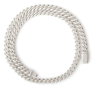 Miami Cuban Link Halskette 6mm – Massives 925 Sterling Silber, Iced Out mit Zirkonia – Unisex Schmuck für Damen & Herren – Lucoro (45cm)