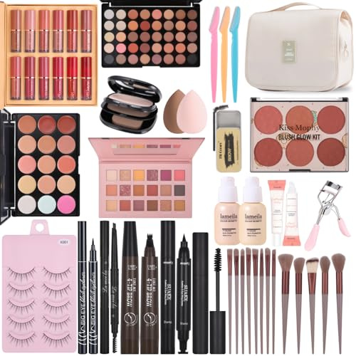 Makeup Kit for Beginners & Professionals, Long-lasting Makeup Set for Women Teenagers，Travel Makeup Sets with Eyeshadow Palette Foundation Concealer Make Up Set for Makeup Kits Christmas