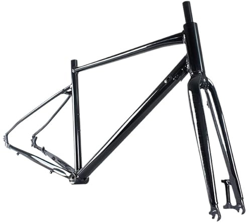 700C Aluminium Gravel-Rahmen-Scheibenbremse Mit MTB-Gabel | Leichter 6061-Aluminiumrahmen, Scheibenbremsen-kompatibel, MTB-Gabel for Gravel/Offroad(Black 520mm-fork)