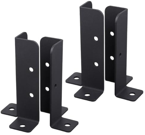 PENIKOKO 4pcs Fence Post Base Brackets and Anchor Mounting Kit, Heavy-duty Post Base Support for Wooden Mailbox and Deck Railing, Outdoor Garden Fence Repair Hardware