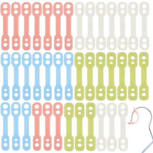 DOKRIN Pinzas para tender la ropa, 40 ganchos para ropa resistentes al viento perchas hebillas resistentes al viento tiras de silicona anticaídas para secar la ropa (azul, rosa, verde, transparente)
