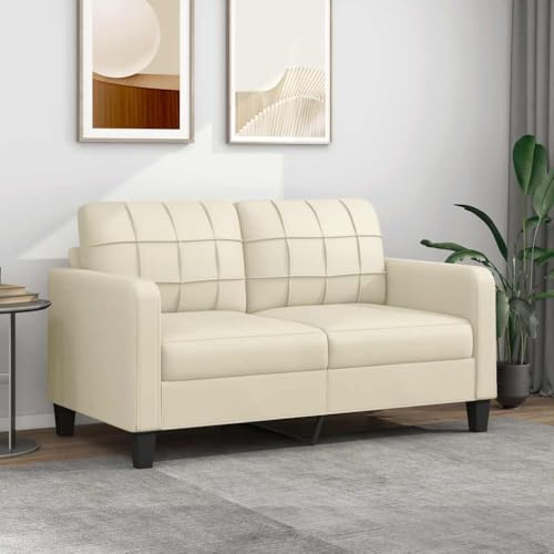 Frdhee Divano Letto Reclinabile per Soggiorno Appartamento Ufficio Salotto, Divano a 2 Posti Crema 140 cm in Similpelle