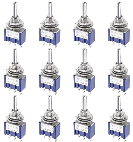 Xiciki 12 mini micro interruttori a levetta SPDT, AC 125 V/6 A, 3 pin, 3 posizioni on/off/on, interruttore a levetta miniaturizzato per fai da te, auto, cruscotto e progetti elettrici MTS-103