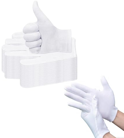 Weiße Baumwollhandschuhe für trockene Hände, zum Schlafen, atmungsaktiv, feuchtigkeitsspendende Handschuhe, weißer Baumwollhandschuh für Kosmetik, Feuchtigkeitspflege und Schmuckinspektion (12 Paar, M