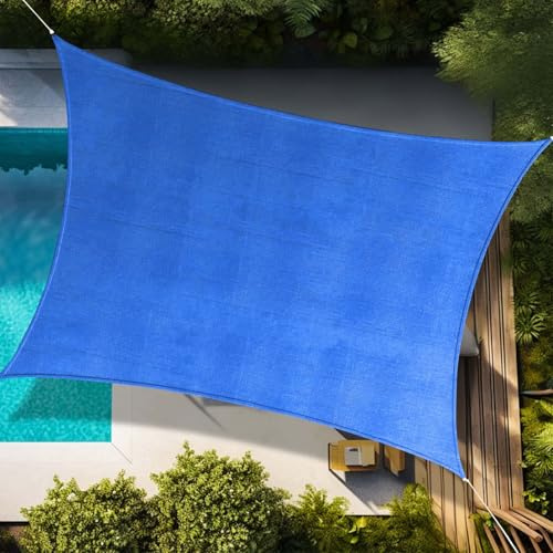 Tettoia per esterni personalizzabile, 2 x 4 m, protezione UV al 95%, per giardino, patio e cortile, vela ombreggiante traspirante con corda, colore blu