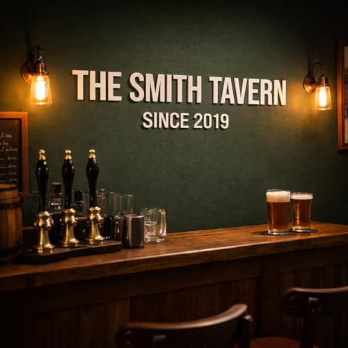 Personalised Home Bar Wall Sign – Custom 3D Acrylic Name Sign for Man Cave, Home Pub or Garden Bar – Gloss Black Raised Letters – Gift for Dad, Husband or Bar Lovers