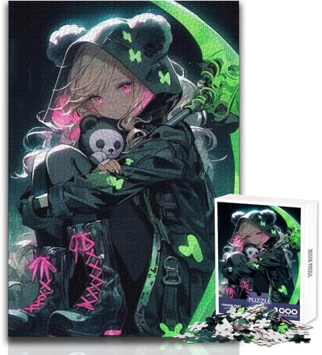 Ragazza Anime con Falce 1000 Pezzi Puzzle per Adulti Regali Gioco Educativo di Abilità Mentale Memorabile Premuroso Regalo Selezione Dimensioni 38x26cm