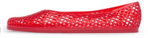 shoezone - Womens Red Jelly Cut Out Ballerina Shoe - Size 6 UK - Red