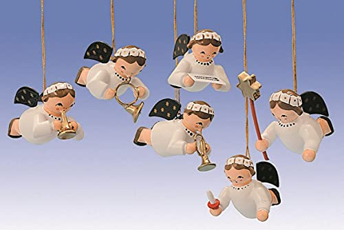 Rudolphs Schatzkiste Miniaturfigur Schwebeengel 6tlg BxTxH= 3x4,5x2,5cm NEU Miniatur Instrumente Figuren Seiffen Winter Erzgebirge Holzfigur Weihnachten Fensterschmuck Spielzeug Weihnac
