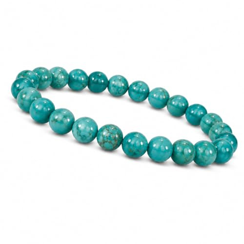 Unique Gems Damen Türkis Armband Naturstein Perlenarmband 8mm elastisch handgefertigt Made in Germany Geschenk für Frauen