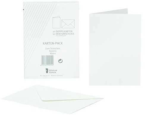 Rössler Kartenpack | Karten mit Umschlag | Briefpapier | 10 Blanko Karten zum Selbstgestalten in DIN A6 | 10 Briefumschläge DIN C6 | 11 x 1 x 15 cm | 1 Stück | Farbe: Weiß