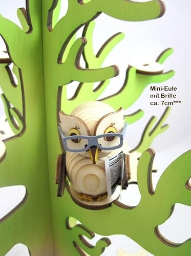 Kuhnert - Dekoration/Holzfigur - Mini Eule mit Brille - ca. 7cm - Made in Germany