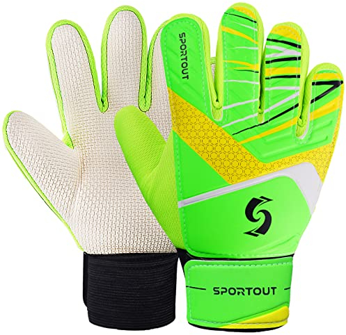 Sportout Torwarthandschuhe Kinder und Jugendliche, Fußball Torwarthandschuhe, Fußballhandschuhe, Doppeltem Schutz, Tragbarkeit, Super Halt
