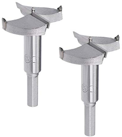 sourcing map 2Stk Forstner Bohrungsbits 53mm Schneckenöffner Lochsäge Wolfram Karbid mit speziellen Wärmebehandlung Holzbearbeitung Scharnierloch Bohrungensteil Grau