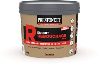 Enduit de Rebouchage PRESTONETT REBOUCHER en Pâte en Pot de 1 KG pour Intérieur et Extérieur