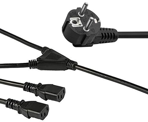 FSKE® C13 Splitter Câble d'alimentation, EUR Plug à 2xC13 Y Splitter Cordon d'alimentation, 10A 250V pour PC Moniteurs, Ordinateur, TV, Imprimante, Projecteur, 3 Mètres