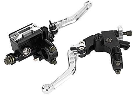 Fydun Leve Freno Frizione Moto Universali Regolabili 7/8 - Leve in Alluminio con Serbatoio per Manubrio da 22mm (Argento)