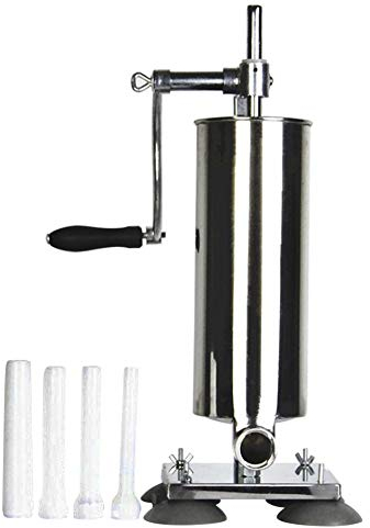 Vendeur pro 4L Poussoir à Saucisses, Poussoir A Viande Machine à Saucisse en Inox Viande Hachée avec 4 Tubes