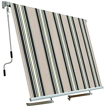 Gruppo Maruccia Sonnensegel mit Armen, für Balkone, 3 x 2,45 m, gestreift, Grün