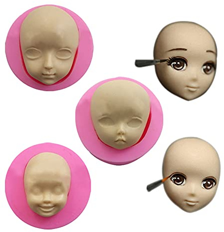 HEYANG Molde de silicona para tartas con cara de bebé, para fondant, bomba de ducha, súper ligero, arcilla y jabón, resina, chocolate, 3 unidades