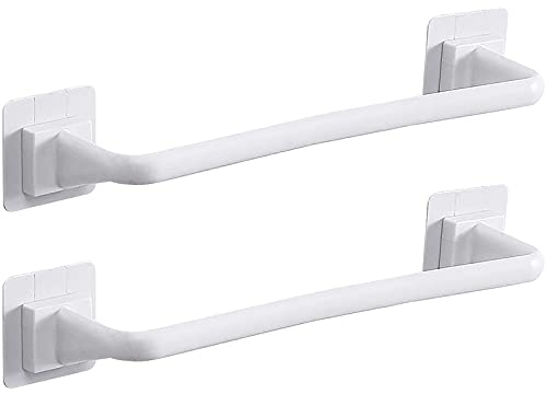 2 barre portasciugamani in plastica, montaggio a parete, coperchio per vaso, autoadesivo, organizer per bar, accessori da bagno, per cucina, bagno, WC (bianco, 34 cm)