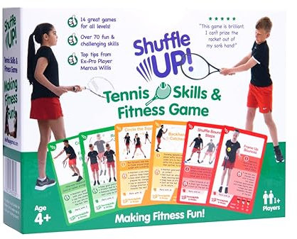 Shuffle Up Tennis Games - Family Games with 70+ Fun & Active Fitness Workout Cards, Stocking Fillers, Tennis Training Equipment Aid, Tennis Gifts for Boys & Girls