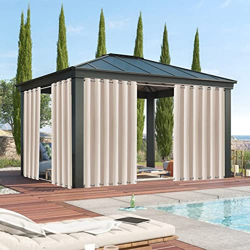 XUIAQZW Outdoor Vorhang Wetterfest mit Ösen Oben und Unten 80x100(BxH) cm Terrasse Vorhänge Outdoor Gardinen Wasserdicht Sonnenschutz & Windschutz Balkon Vorhang Blickdicht Ösenschal