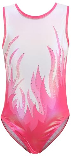 Happy Cherry Bambina Body Ginnastica Classica Senza Maniche Ragazze Leotards da Danza Balletto Gara Artistica con Stampa Colorata Costume da Ballo Elastico, 5-6 Anni