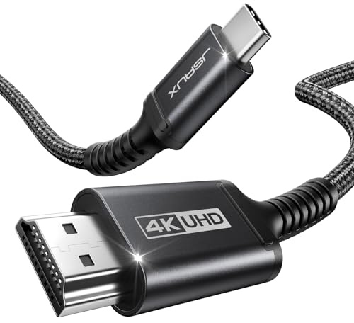 JSAUX USB C auf HDMI Kabel 3M, 4K@60Hz für iPhone 17, MacBook, S25, Schwarz | Plug & Play USB C auf HDMI überträgt 4K@60Hz Video stabil; nur von USB C zu HDMI, für iPhone 17/16/15, MacBook, iPad Pro, S25
