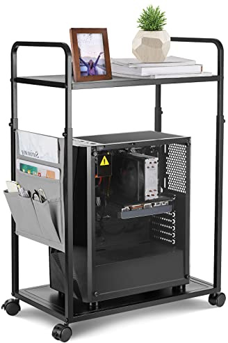 Whchiy PC Ständer Einstellbar Computer Ständer mit Hängetasche und Rollen für Schreibtisch (2 Schicht)