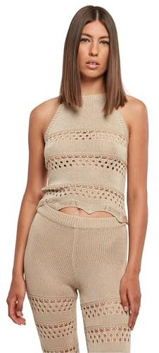 Urban Classics Top de Cuello Halter de Punto de Crochet Corto para Mujer Camisa Cami, Softseagrass, S