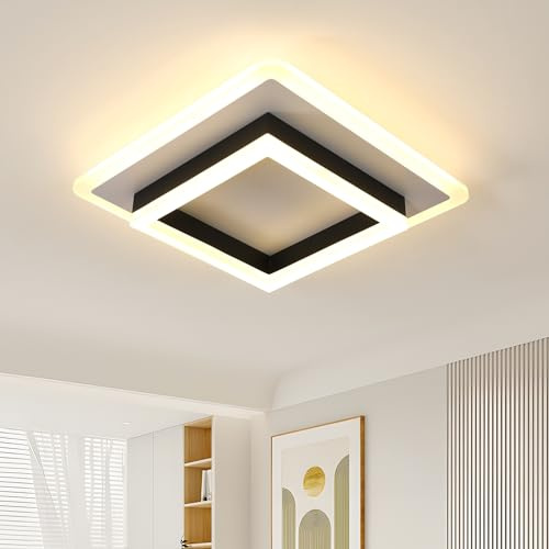 Plafoniera LED, 30W 3250LM Lampada da Soffitto Moderna, Plafoniere Design Quadrata, Lampadario acrilico bianca per Camera da Letto Cucina Bagno Corridoio, Luce Bianco Caldo 3000K