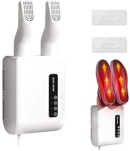 Schuhtrockner, Elektrisch Fußwärmer Schuhheizung Weiß Schuhtrockner Wandmontage Kein Stanzen Handschuhtrockner Schnelltrockner für Schuhe Handschuhe Hüte Socken Kleidung, EU Plug