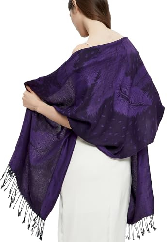 Gragengs Pashmina Schal Wrap mit ethnischen Paisley Two Tone Jacquard Schal für Damen