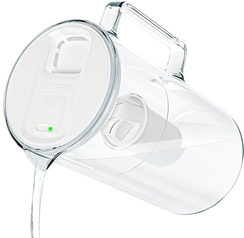 Wessper Jarra de Cristal con Filtro de 3 l con Contador de Cambio de Filtro, Jarra con Cartuchos de Filtro SIN BPA, Jarra de Cristal con Filtro de Agua de Carbón Activado, Bianco