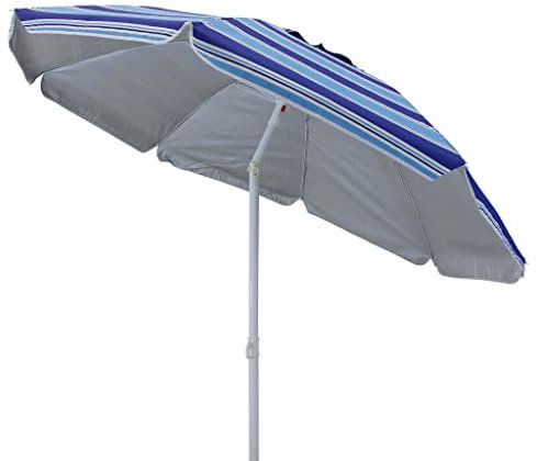 Briconess.com Ombrellone da spiaggia tondo 2 mt con palo in alluminio e telo in poliestere Blue Stripes