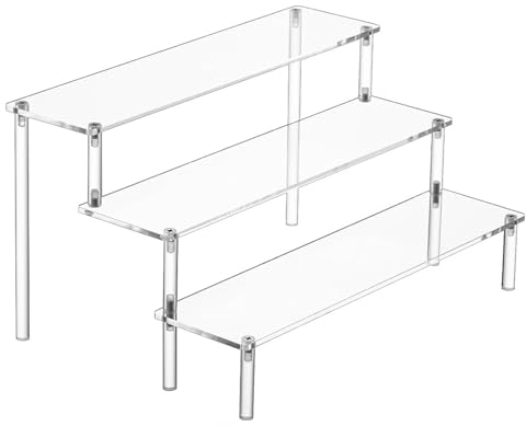 TAIHE Acryl Display Ständer, Transparente Parfum Organizer, 3-Stufig Riser für Figuren, Schmuck, Cupcake, Lippenstift, Nagellack, Gewürz