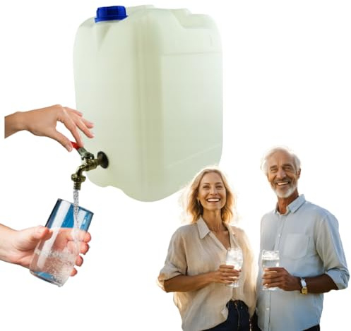Bote de agua de 20 litros de plástico, depósito de agua con grifo, bidón de agua potable, tanque de agua, bidón de plástico, para el hogar, jardín, coche, camping, etc., cierre hermético