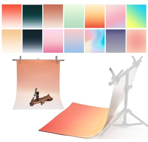 7PCS 14Patterns Photography Gradual Background Paper Without Stand, Double-Sided Waterproof Reusable 34x23in Morandi Photo Tabletop Backdrops for Food Jewelry Cosmetics Makeup