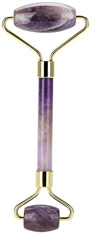 Jade-Roller, Amethyst-Gesichtsroller, Hautpflege mit Stressabbau für Gesicht, Augen, Hals, Linderung feiner Linien und Falten