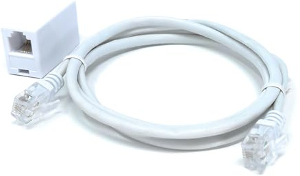 DRUT RJ11 to RJ11 ADSL 2+ Male to Male Cable, White 1m | Female Coupler, BT Telephone, Broadband, Modem Extension Lead, Gold Plated Connectors, 3.3ft