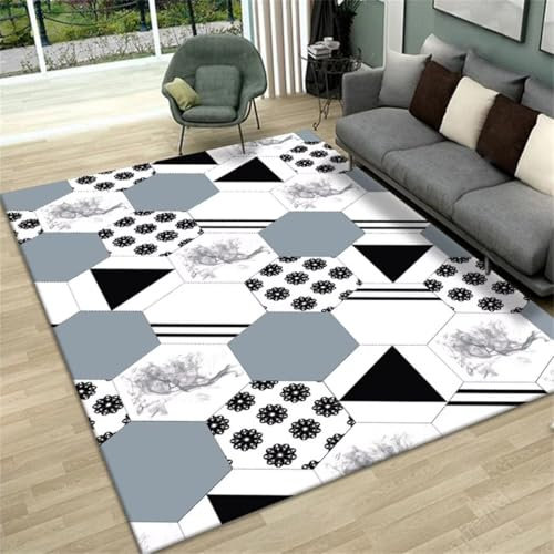 SUNYRDSM Bettvorleger Waschbar Läufer Flur rutschfest 60X100CM Wohnzimmer Arbeitszimmer Teppichdruck geometrisches Design moderner Stil pflegeleicht Kinderzimmer Teppich Junge