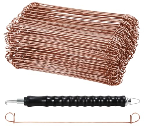 Ollewiellan Rödeldraht Ø1,0 x 100 mm, Betonbindedraht (1000 Stk). Drillapparat Driller Rostfreier & Langlebiger Drahtbinder Hohe Qualität Drilldraht Ösendraht Drill Draht Bindedraht Betondraht copper