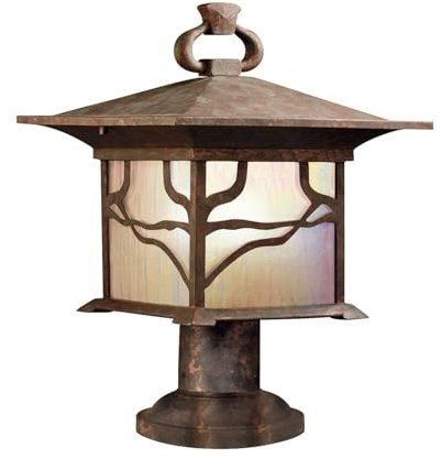 Licht-Erlebnisse Sockelleuchte Garten Terrassenlampe E27 IP44 41,9 cm hoch in Kupfer Antik Aluminium Glas Vintage Wegeleuchte aussen Stehlampe außen