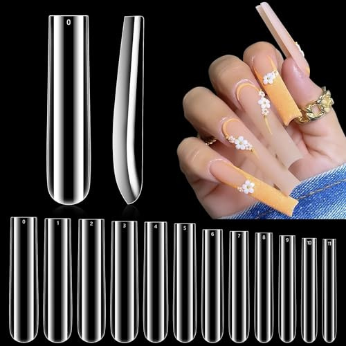 Adonafy Tips für Gelnägel 3XL: 240 Stück Ballerina Nageltips für Frauen Mädchen - Extra Lange Nageltips für Gelnägel für Haus Salon Nagelstudios DIY - 12 Größen
