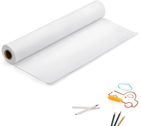 Weiße Zeichnungspapier-Rolle 44CM X 15m, Kunst-Handwerk-Papierrolle für Malerei, die Skizzen-Verpackungspapier für Geschenke, Staffelei-Papier, Bulletin Board Papier und Wandkunst skizziert (1 Stück)