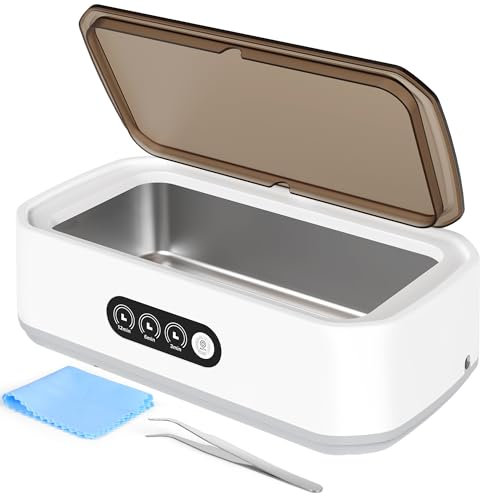 Tilhumt Ultrasonic Cleaner 49kHz Deep Cleaning Ultrasonic Cleaning Machine with 650ML Capacity,Ultrasonic Jewelry Cleaner Ultrasonic Retainer Cleaner for Jewelry, Glasses, Watches, Denture and More