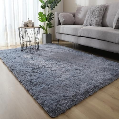 XUEDNGM Hochflor Langflor Teppiche Modern 90 x 200 cm Waschbar Bis 30 Grad, Super Soft, Anti-Rutsch, Flauschig Hochflor Teppich Wohnzimmer Flauschig Fellteppich für Wohnzimmer, Schlafzimmer, Grau