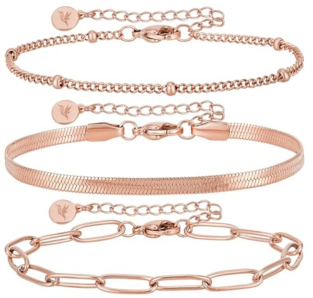 BONNYBIRD® Premium Edelstahl Armband Set Damen in Silber, Gold & Roségold, 100% Wasserfest & Hautverträglich BonnyShine
